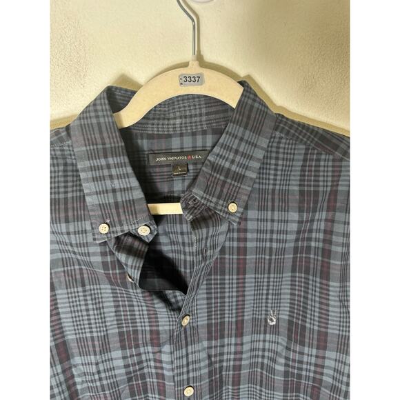 Men's John Varvatos Dark Green and Black Plaid Long Sleeve Button Down Shirt SzM - Picture 2 of 3